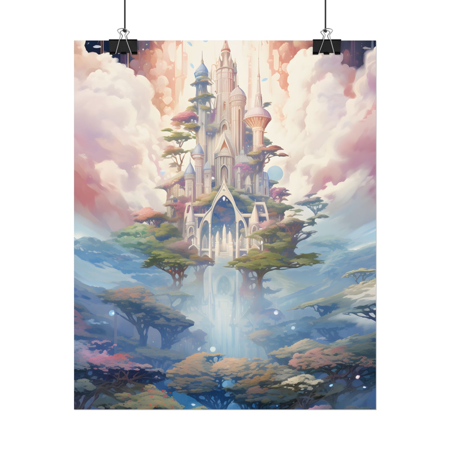 Surreal Floating City in Celestial Fantasy: A Dreamlike Digital Artwork - Poster