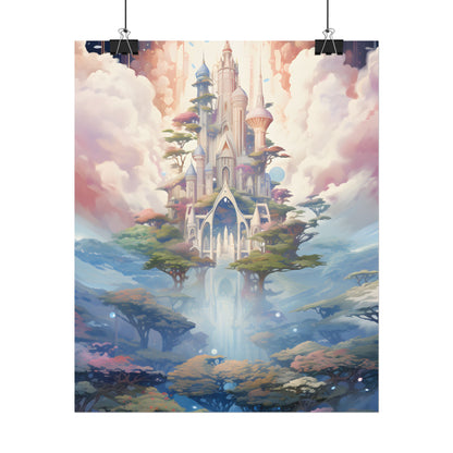 Surreal Floating City in Celestial Fantasy: A Dreamlike Digital Artwork - Poster