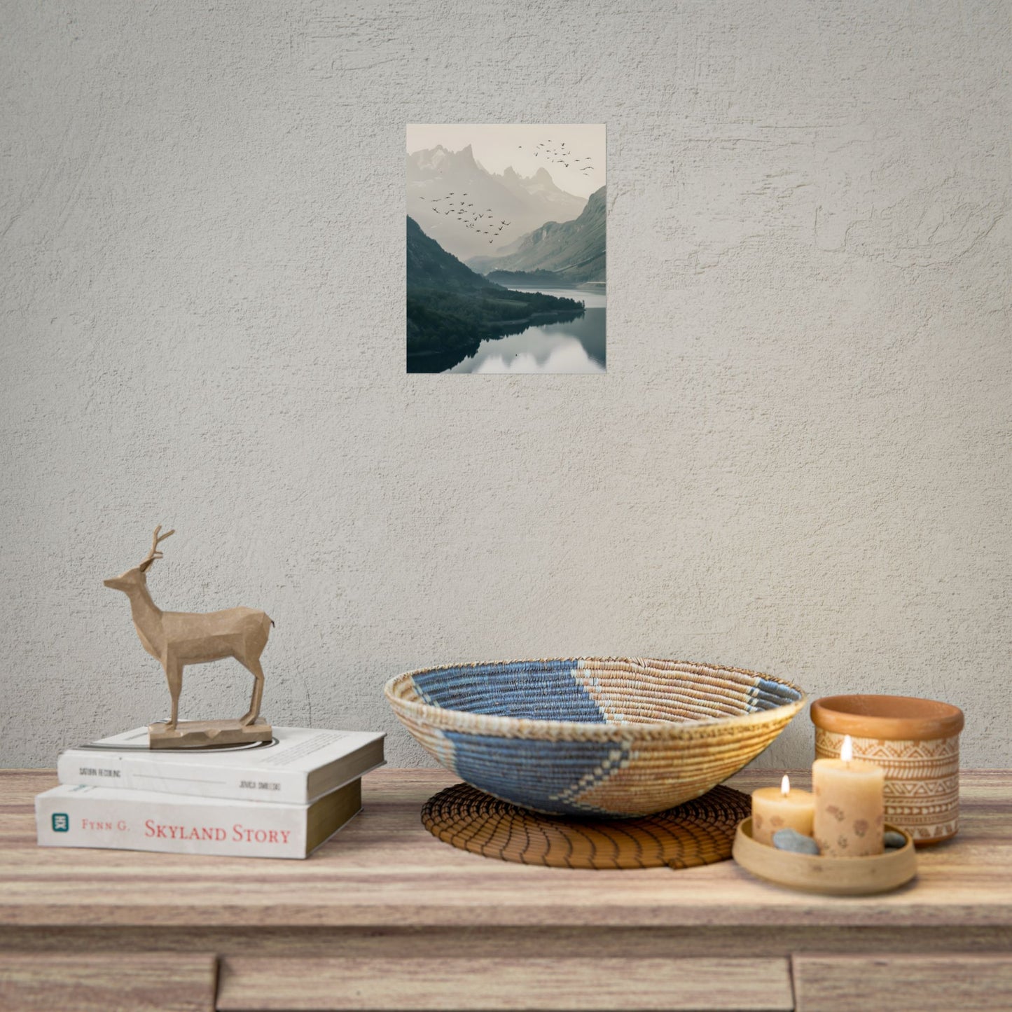 Serene Mountain Lake: A Peaceful Nature Artwork - Poster