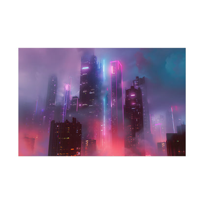 Futuristic Cityscape: Neon Dreams in the Urban Sky - Poster