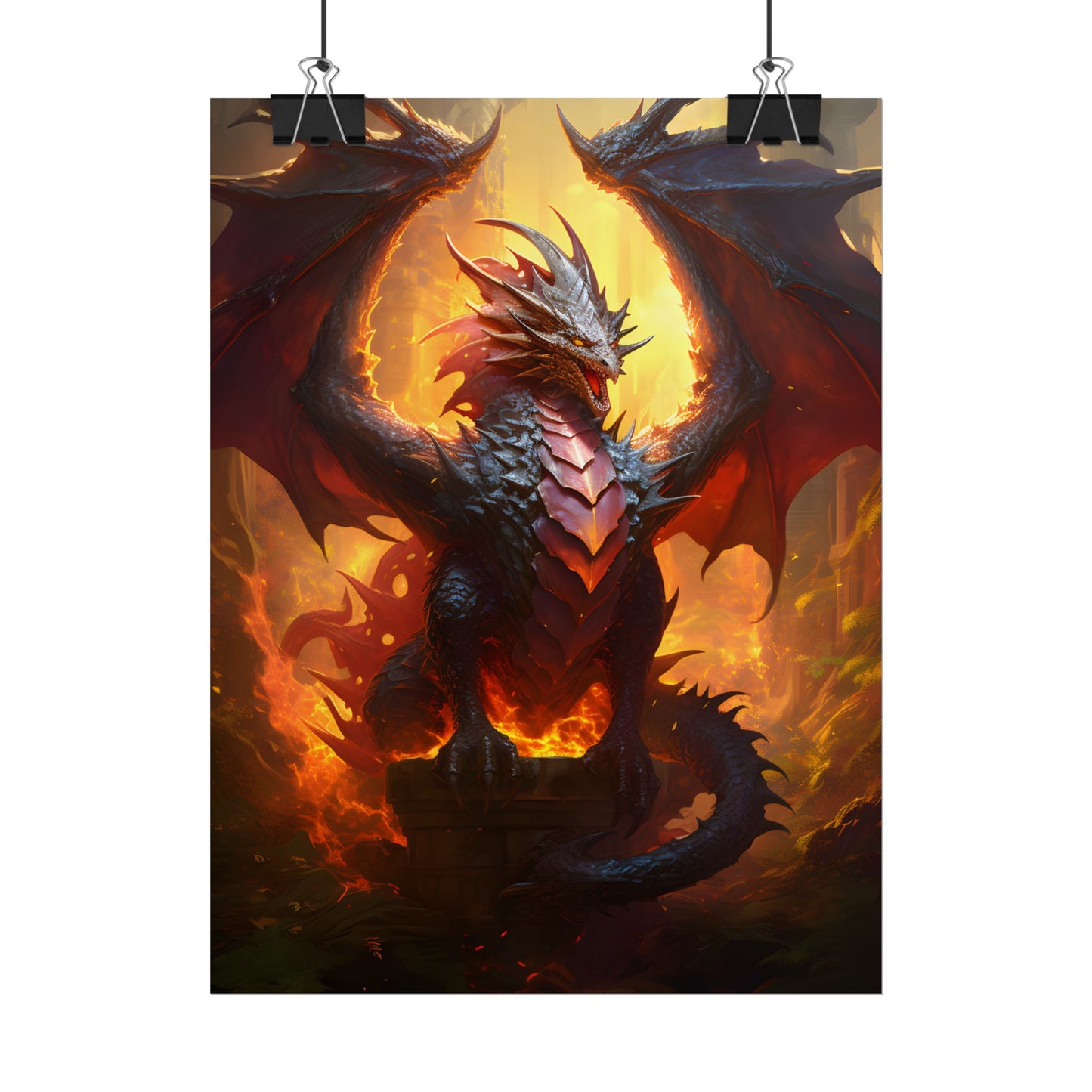 Fantasy Dragon's Treasure Hoard: Ancient Artwork - Poster