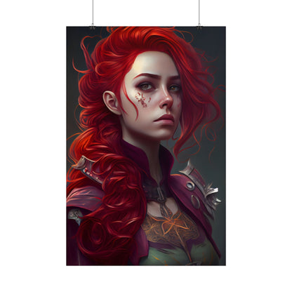 Realistic Red Hair Portrait: Soft Light Artwork - Poster