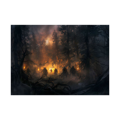 Tranquil Forest Sunset: People Connecting with Nature - Poster