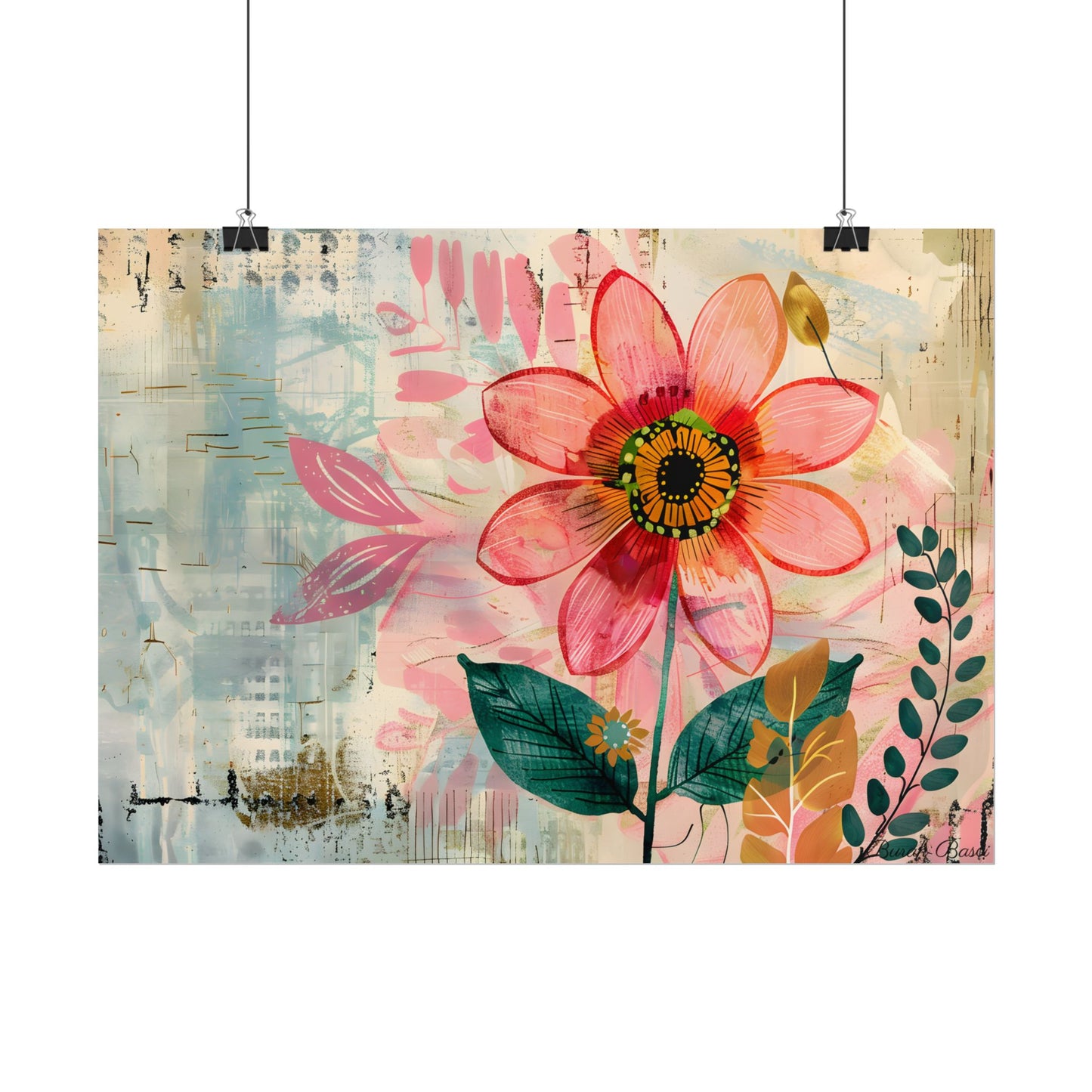 Blooming Growth: Whimsical Flower Art - Poster