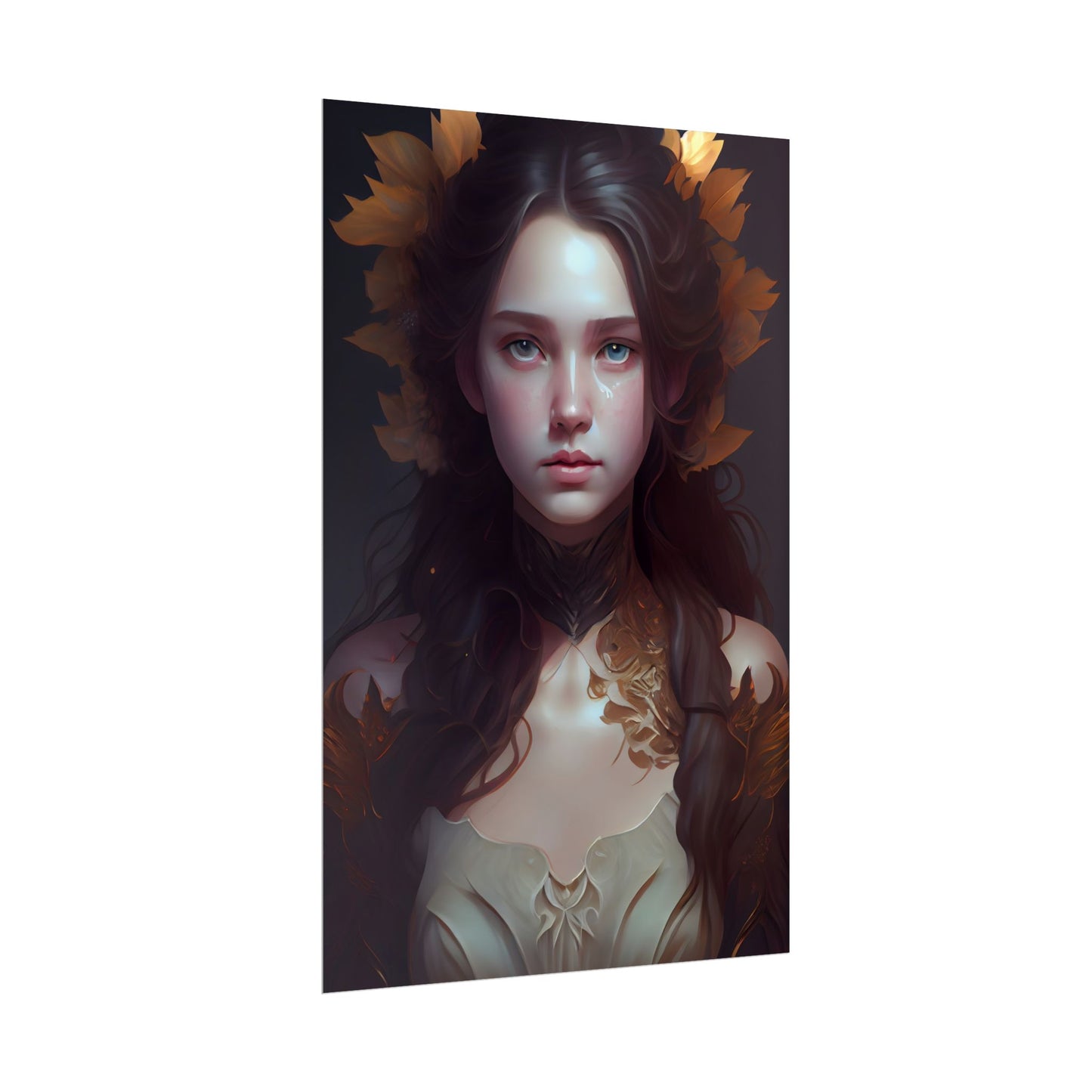 Brown Hair Female Portrait: Artistic Style Digital Art - Poster