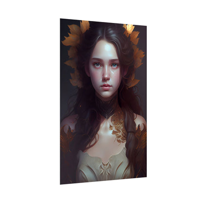 Brown Hair Female Portrait: Artistic Style Digital Art - Poster