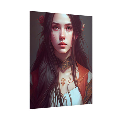 Sophisticated Female Portrait: Brown Hair Artwork in Focus - Poster