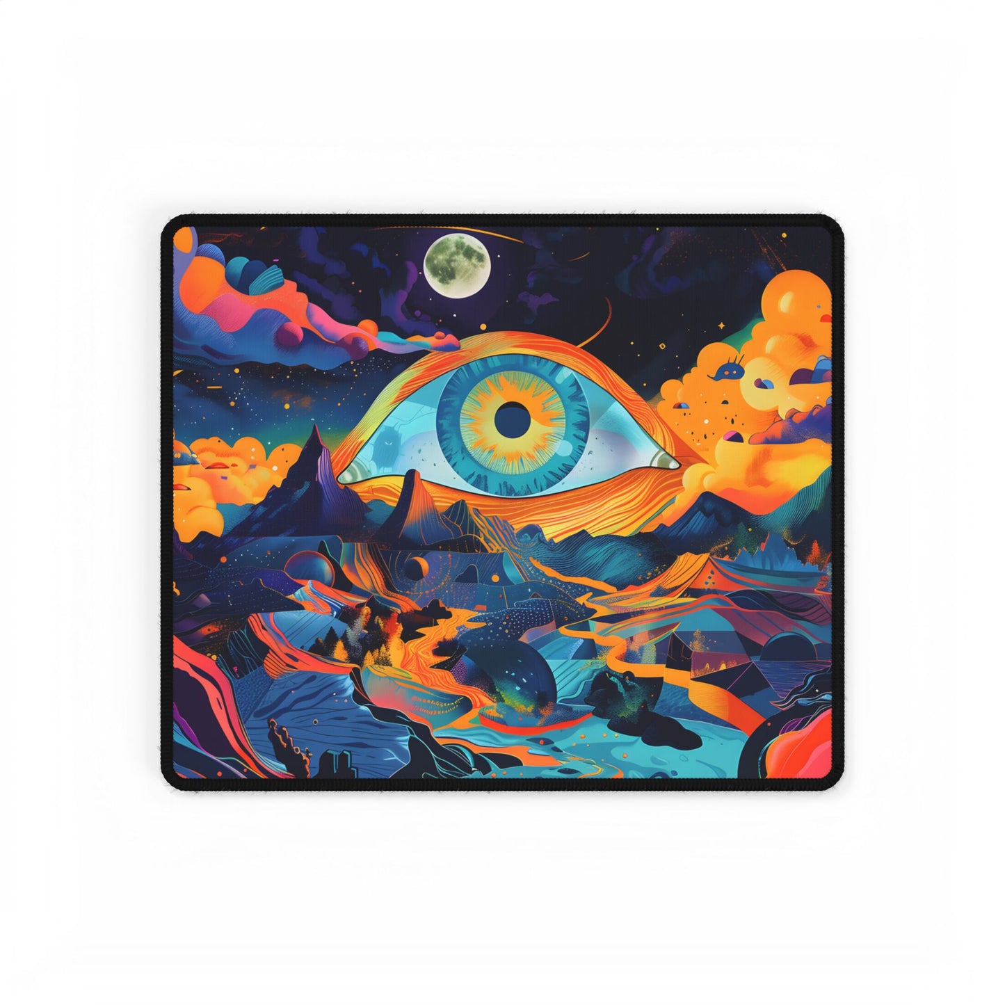 Surreal Landscape with Giant Eye: Mysterious Artwork - Desk Mat