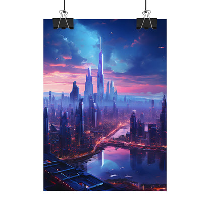 Cyberpunk Dystopia: Futuristic Cityscape Digital Art - Poster