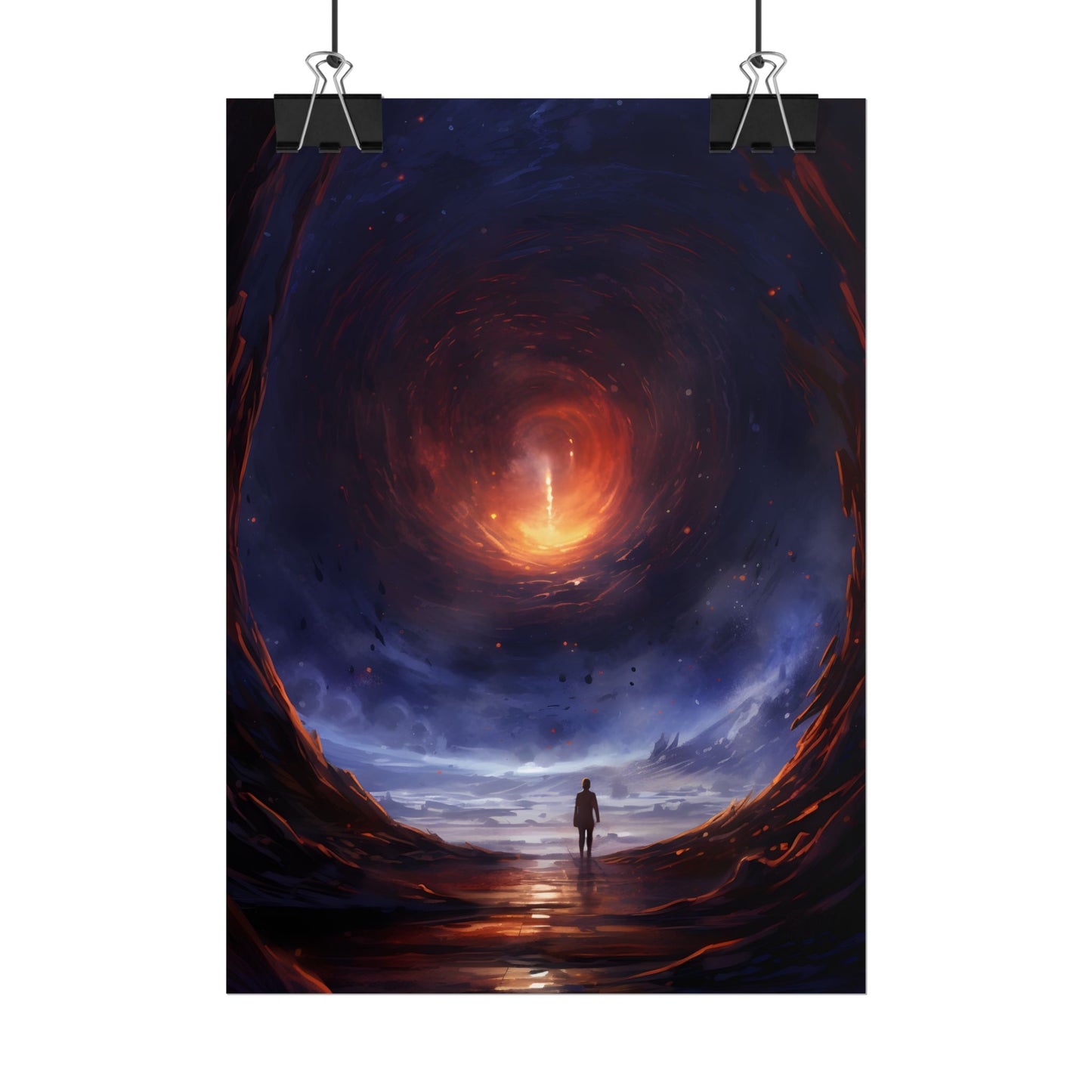 Mysterious Black Hole Cosmos: Space Art with Planetary Orbits - Poster