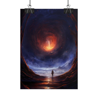 Mysterious Black Hole Cosmos: Space Art with Planetary Orbits - Poster