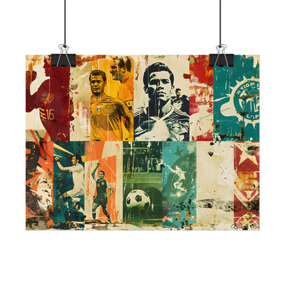 Vintage Soccer Posters: Retro Sports Art Collage - Poster