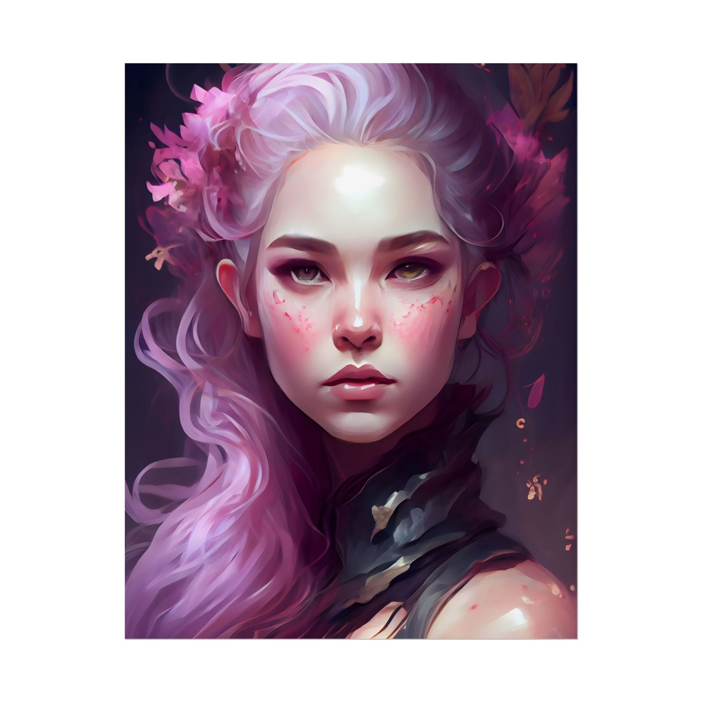 Astonishing Female Portrait with Pink Hair: Dre Artwork - Poster