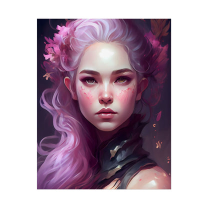 Astonishing Female Portrait with Pink Hair: Dre Artwork - Poster