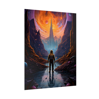 Futuristic Explorer in Wilderness: Sci-Fi Artwork - Poster