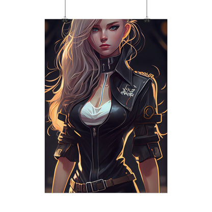 Blonde Female Police Officer: Calm Professional in Hotel Lobby - Poster