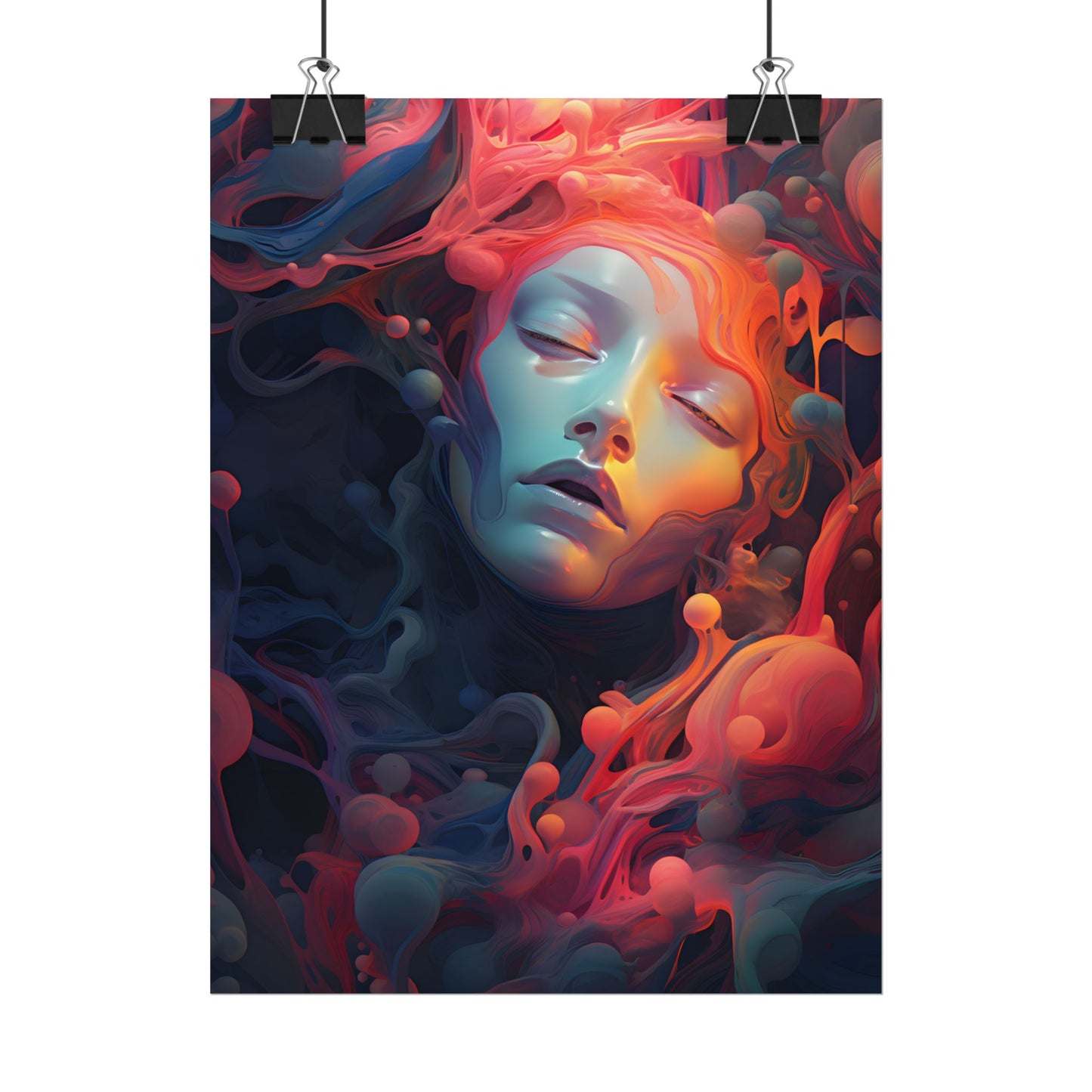 Abstract Cyber Dreamscape: Digital Artwork - Poster