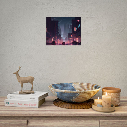 Cyberpunk Night: Melancholic Cityscape - Poster