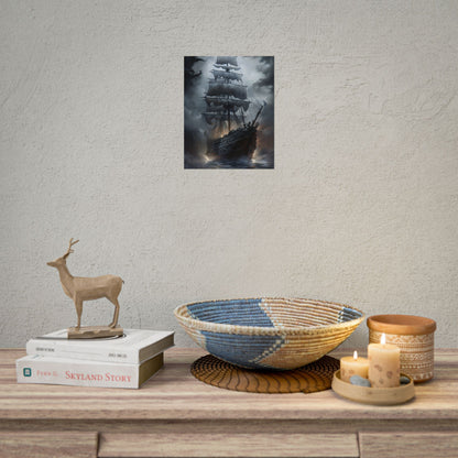 Ghostly Pirate Sails: Abandoned Ship at Sea - Poster