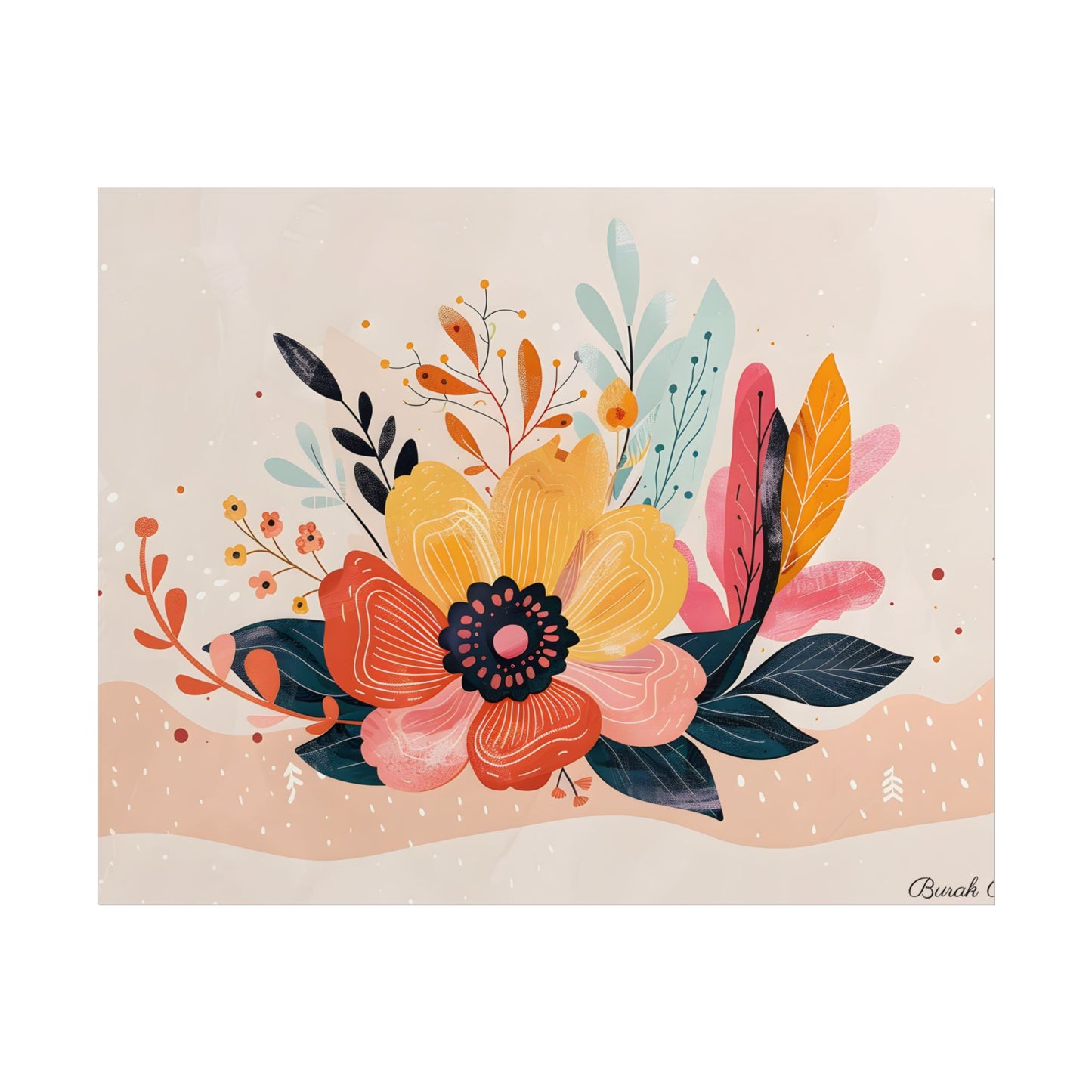 Blooming Growth: Vibrant Flower Artwork - Poster