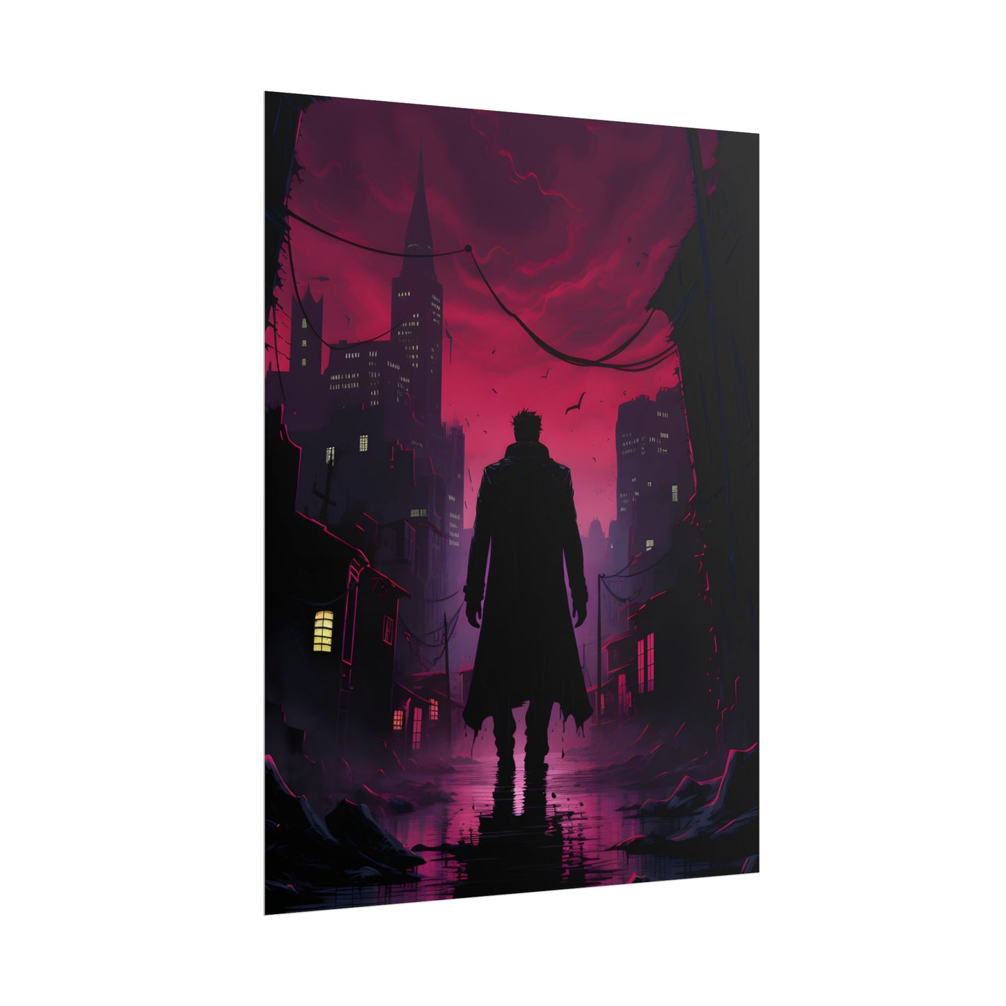Gritty Urban Scene: Detective in Thought - Poster