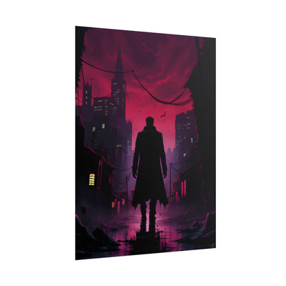 Gritty Urban Scene: Detective in Thought - Poster