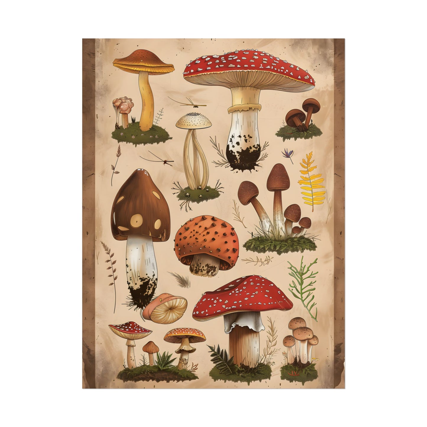 Vibrant Mushroom Species Poster: A Colorful Collection - Poster