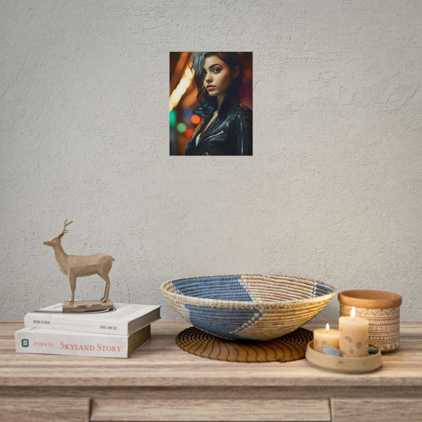 Vibrant Digital Art Print: Teenage Cyberpunk Close-Up - Poster