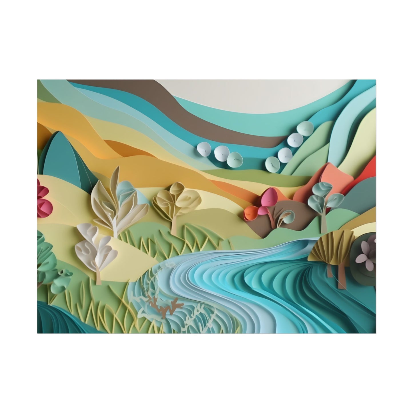Magical Peaceful Beach: Realistic Paper Quilling Art - Poster