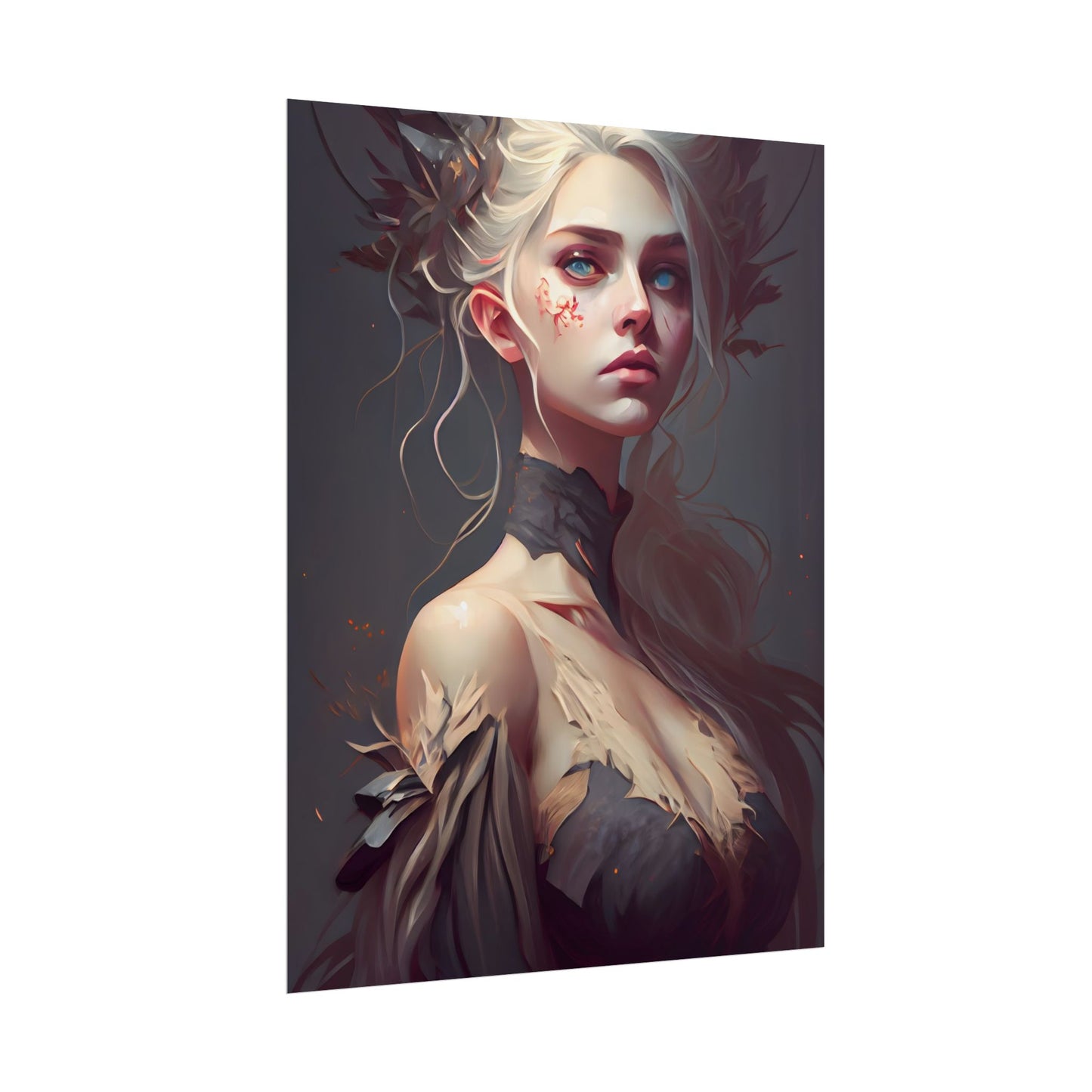 Elegant Blonde Portrait: Outdoor Woman in Dress - Poster