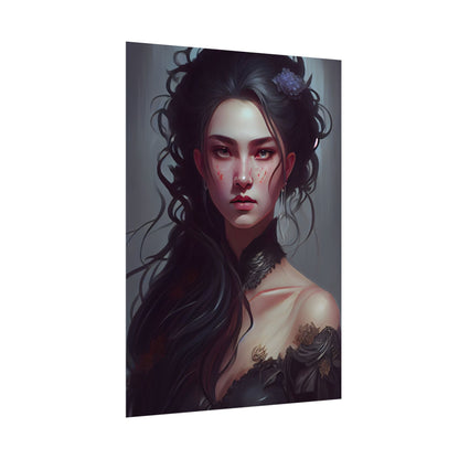 Astonishing Female Portrait: Dr. Black Hair Elegance - Poster