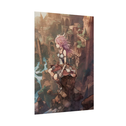 Dramatic Anime Feather: Detailed Urban Artwork - Poster