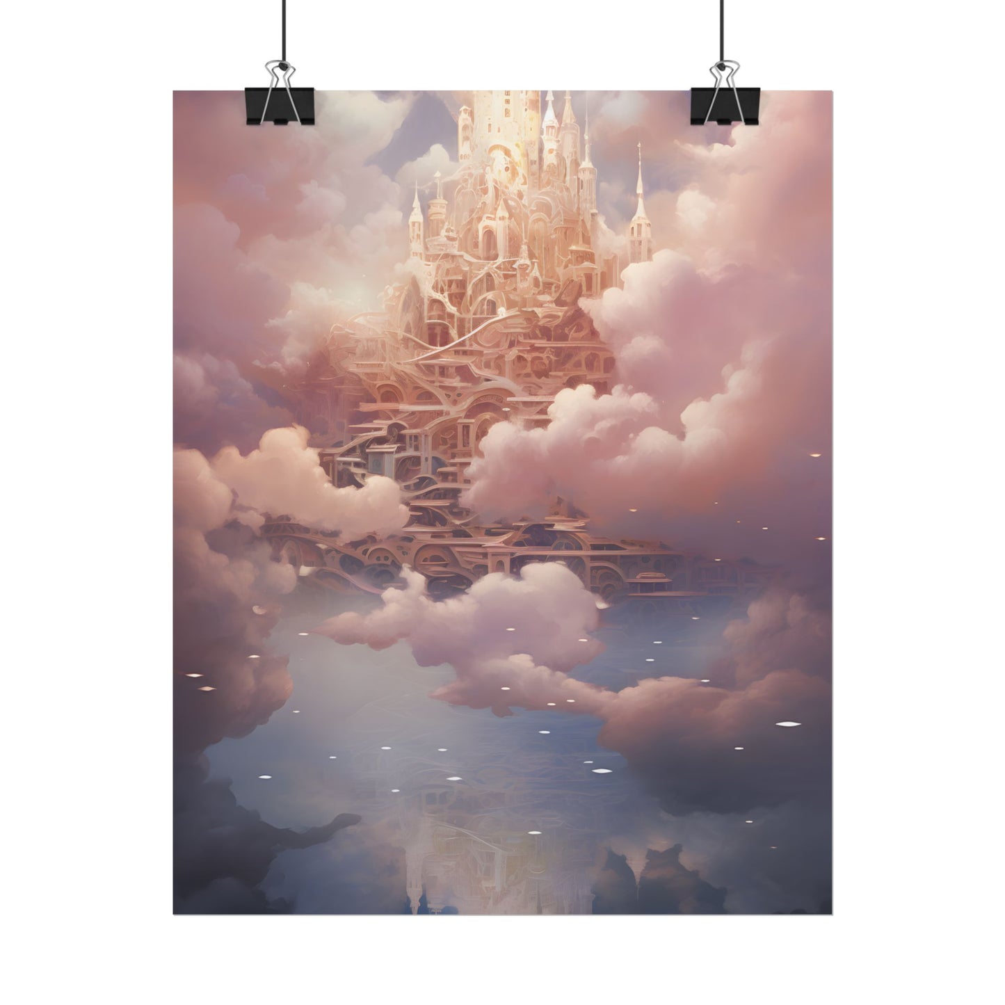 Celestial Fantasy Floating City: Digital Artwork - Poster