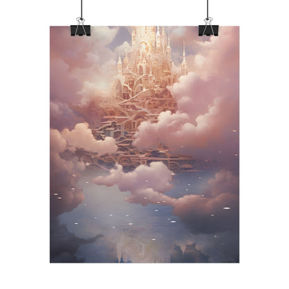 Celestial Fantasy Floating City: Digital Artwork - Poster