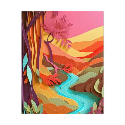 Vibrant Paper Quilled Canyon: Eye-Catching Landscape Art - Poster