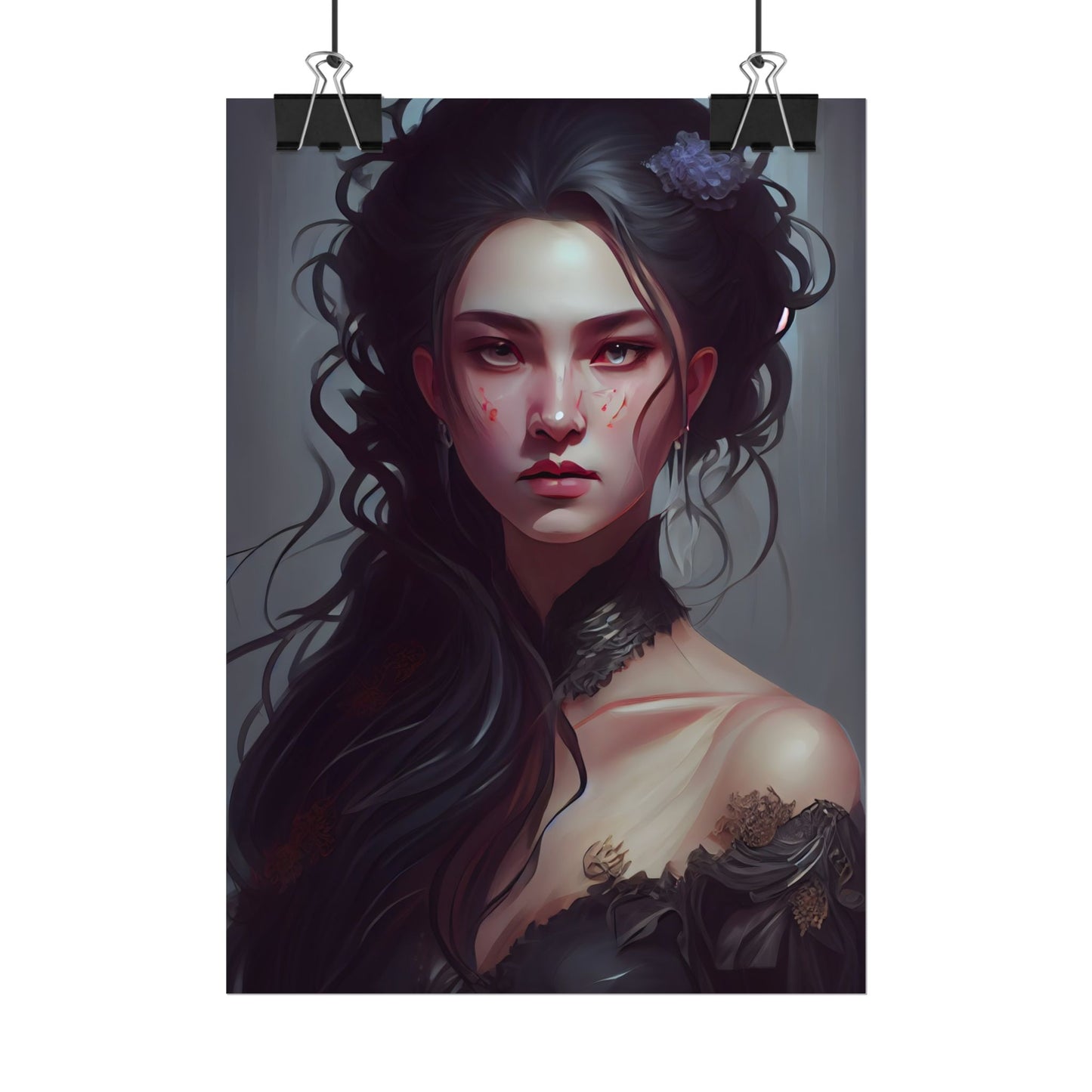 Astonishing Female Portrait: Dr. Black Hair Elegance - Poster
