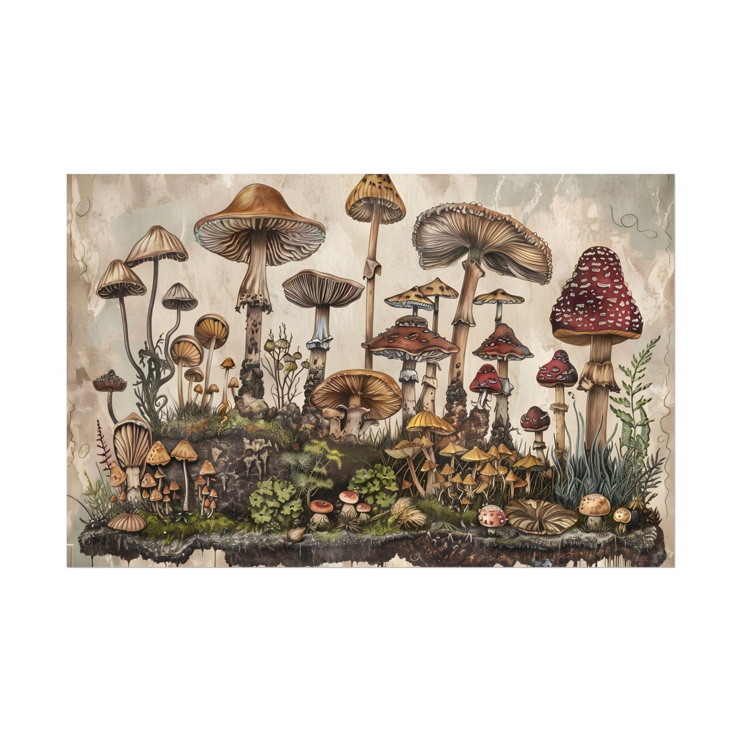 Vintage Mushroom Illustrations: A Collection of Unique Fungi - Poster