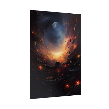 Cosmic Orbit: Six Planets Swirl Around a Black Hole - Poster