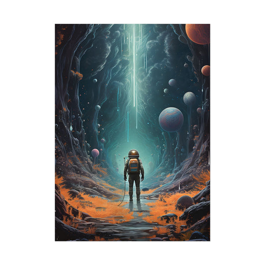 Futuristic Explorer: Sci-Fi Wilderness Encounter Digital Art - Poster