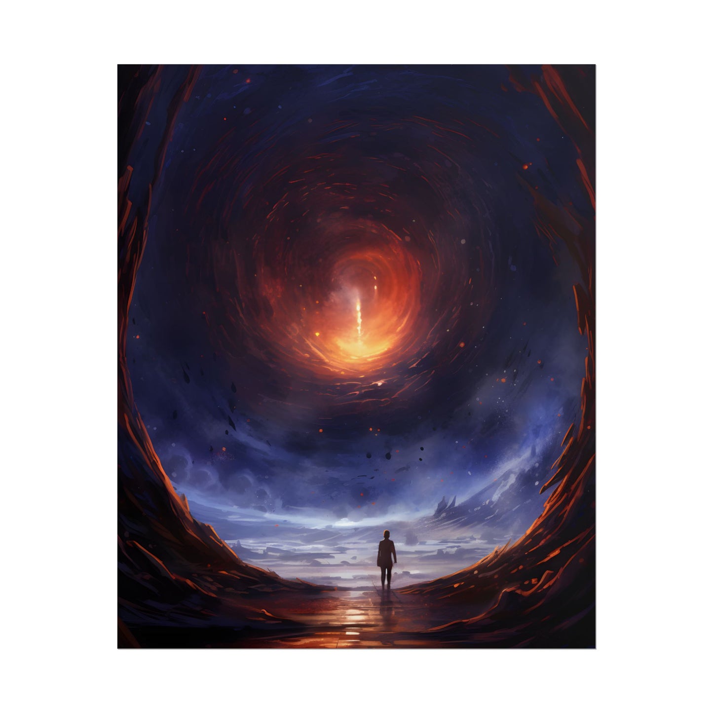 Mysterious Black Hole Cosmos: Space Art with Planetary Orbits - Poster