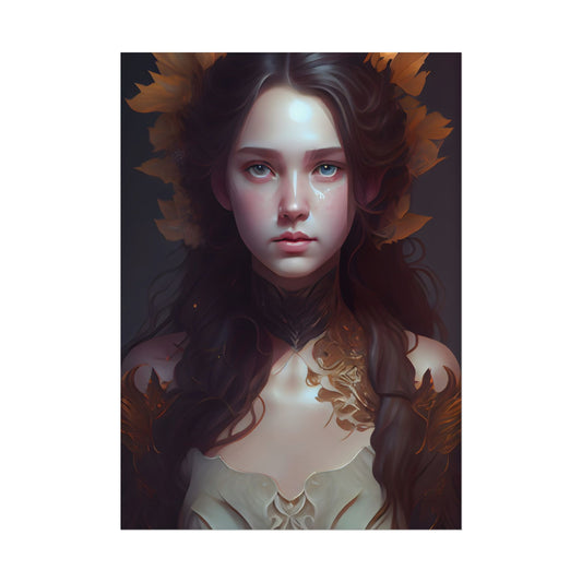 Brown Hair Female Portrait: Artistic Style Digital Art - Poster