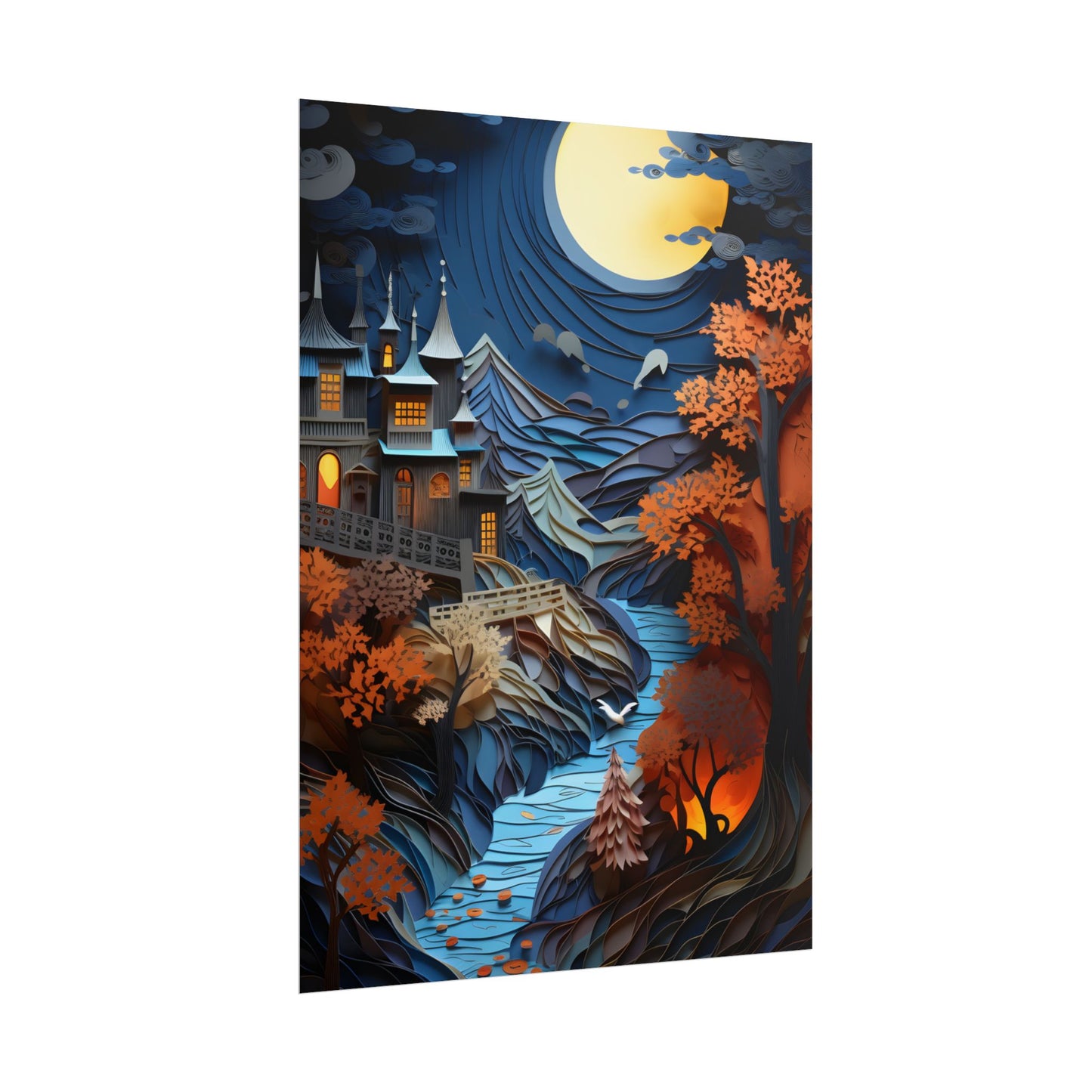 Eye-Catching European Landscape: Realistic Paper Quilling Artwork - Poster