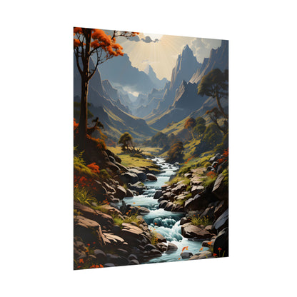 Majestic Waterfall Oil Painting: A Captivating Artwork - Poster