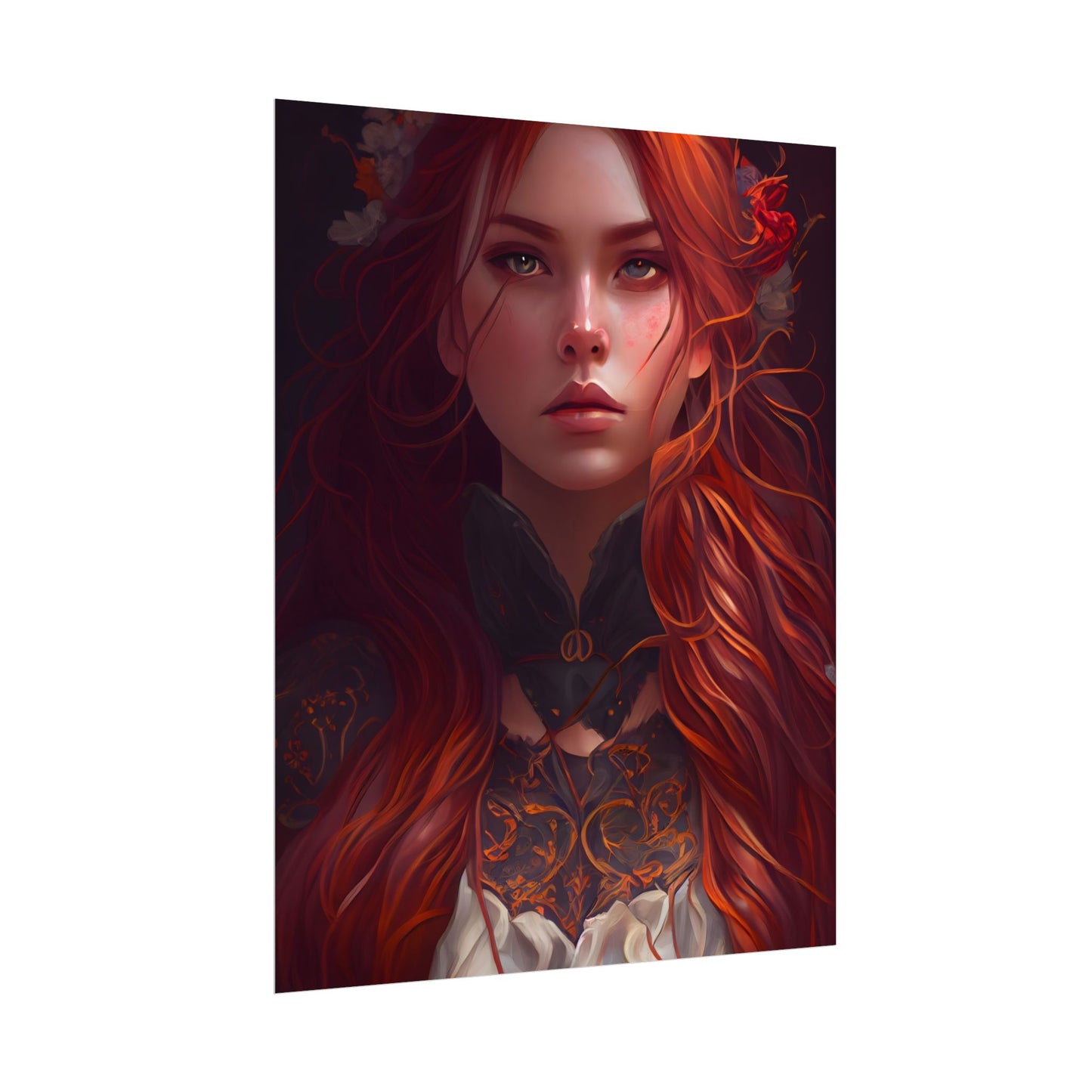 Redhead Female Portrait in a Dress - Poster