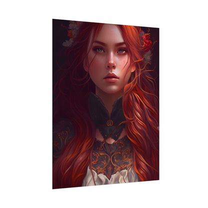 Redhead Female Portrait in a Dress - Poster