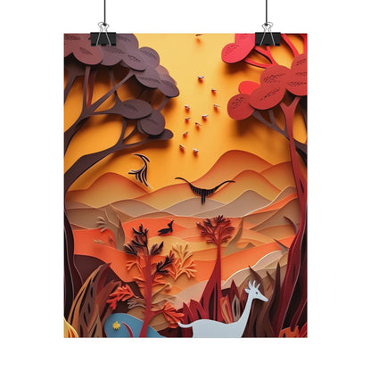 Vibrant African Quilled Landscape: Colorful Paper Artwork - Poster