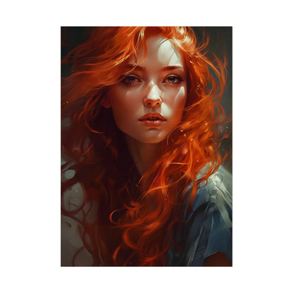 Redhead Female Portrait: Realistic Digital Artwork - Poster