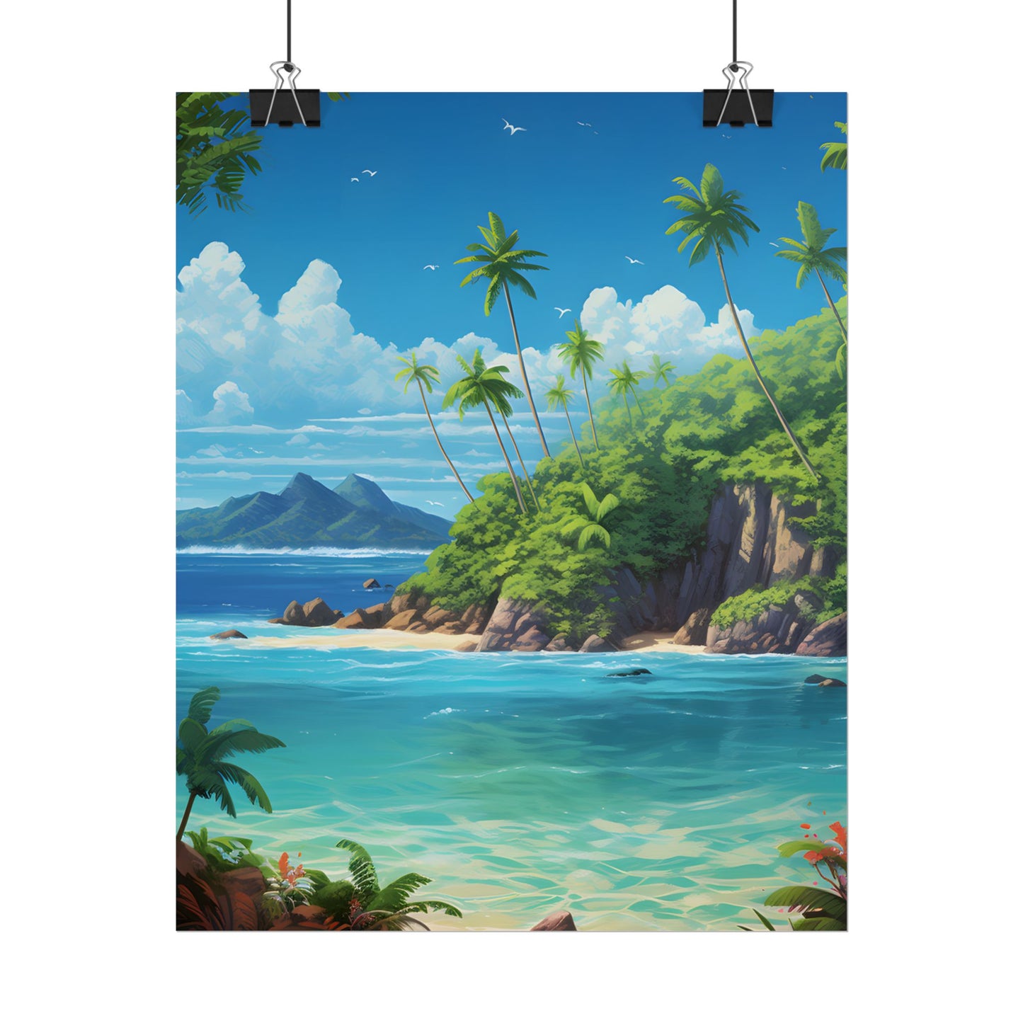 Tranquil Tropical Paradise: Calming Island Scene Art - Poster