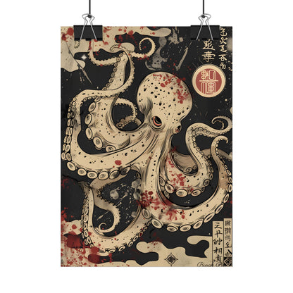 Stylized Japanese Octopus: Minimal Artwork - Poster