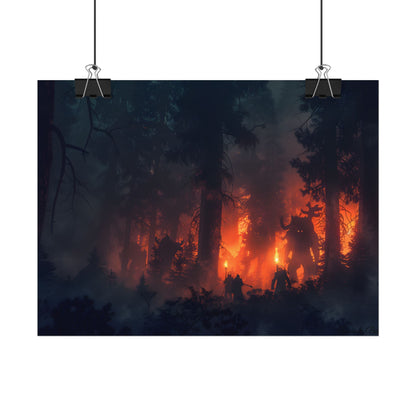 Misty Sunset Gathering: A Group in Nature's Embrace - Poster